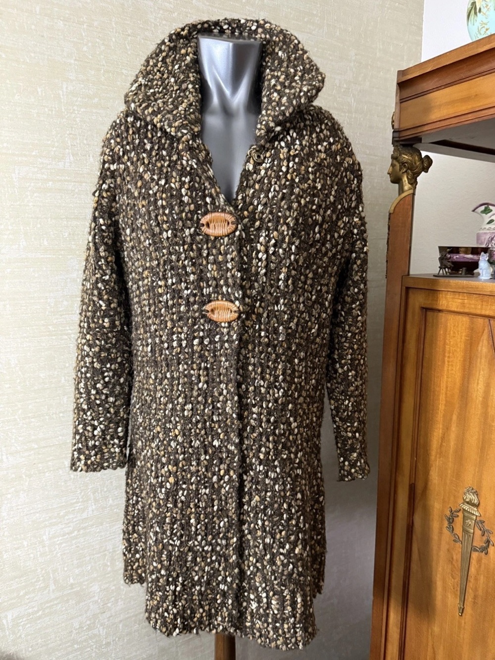 Anthropologie Curio NY Large Woman Wool Blend Long Sweater Coat Cardigan